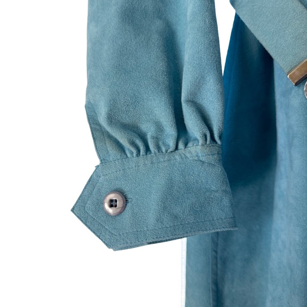 Vintage Shannon Rodgers For Jerry Silverman Teal Suede Dress Belt/Flower USA Mad - Picture 4 of 9